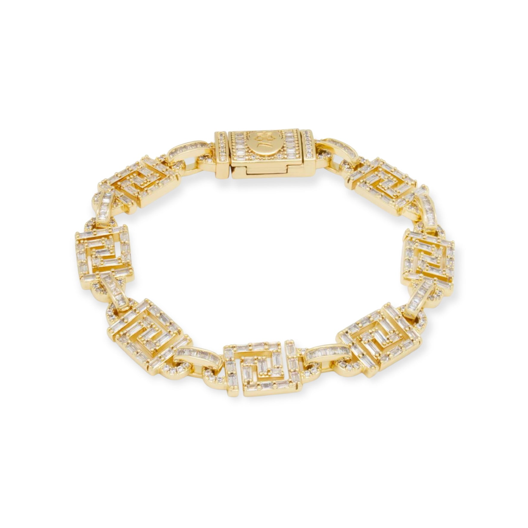KING ICE: 10mm Iced Greek Key Bracelet